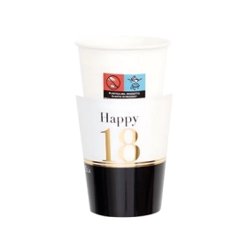 Bicchieri con Cover Happy 18 anni 250cc, 8pz.