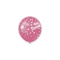 Palloncini 5" (12cm) rosa 26 con stampa bianca 1° Compleanno globo, 100pz.