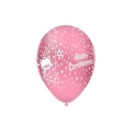 Palloncini 12" (30cm) rosa 26 con stampa bianca 1° Compleanno globo, 100pz.