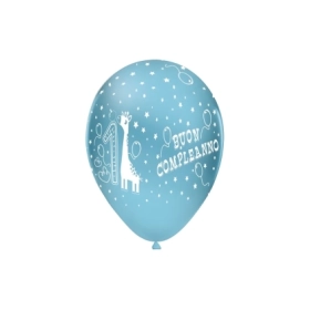 Palloncini 12" (30cm) celeste 46 con stampa bianca 1° Compleanno globo, 100pz.