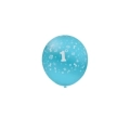 Palloncini 5" (12cm) celeste 46 con stampa bianca 1° Compleanno globo, 100pz.