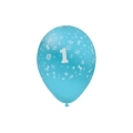 Palloncini 12" (30cm) celeste 46 con stampa bianca 1° Compleanno globo, 100pz.