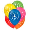 Palloncini 12" (30cm) assortiti con stampa bianca numero 1 su 2 lati, 100pz.