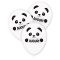 Palloncini 12" (30cm) bianco 10 con stampa bianca Auguri Panda su 2 lati, 100pz.