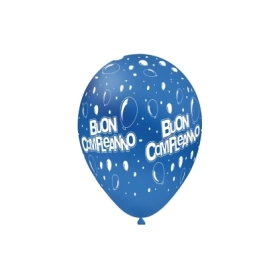 Palloncini 12" (30cm) blu 52 con stampa bianca Buon Compleanno Globo, 100pz.