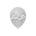 Palloncini 12" (30cm) trasparente 57 con stampa bianca Buon Compleanno Globo, 100pz.