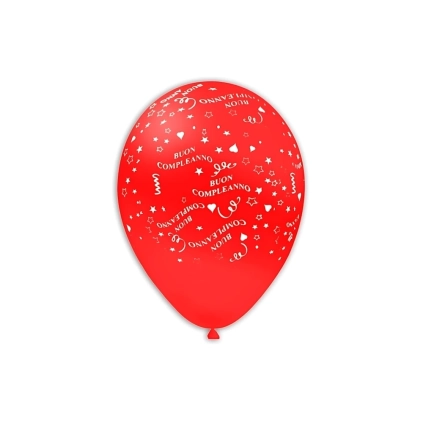 Palloncini 12" (30cm) nero 15 con stampa bianca Buon Compleanno Globo, 100pz.
