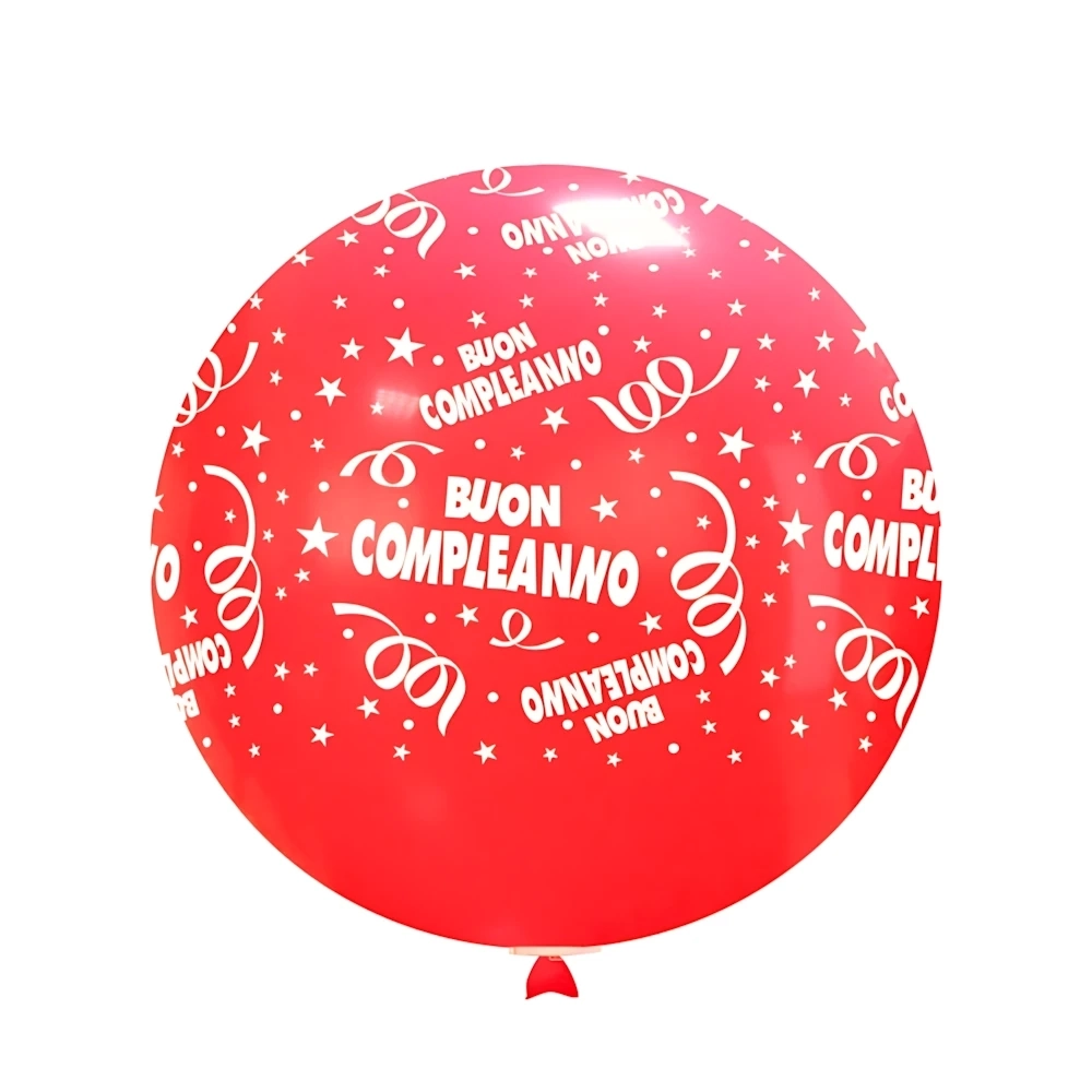 Palloncini 33" (86cm) rosso 28 con stampa bianca Buon Compleanno Globo, 1pz.