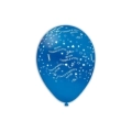 Palloncini 12" (30cm) celeste 46 con stampa bianca Buon Compleanno Globo, 100pz.