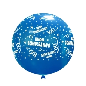 Palloncini 33" (86cm) blu 52 con stampa bianca Buon Compleanno Globo, 1pz.