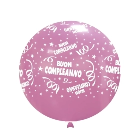 Palloncini 33" (86cm) rosa 26 con stampa bianca Buon Compleanno Globo, 1pz.