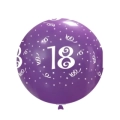 Palloncini 33" (86cm) assortiti con stampa bianca globo Numero 18, 1pz.
