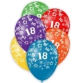 Palloncini 12" (30cm) assortiti con stampa bianca globo Numero 18, 100pz.