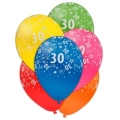 Palloncini 12" (30cm) assortiti con stampa bianca globo Numero 30, 100pz.