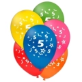 Palloncini 12" (30cm) assortiti con stampa bianca Numero 5 su due lati, 100pz.