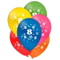Palloncini 12" (30cm) assortiti con stampa bianca Numero 8 su due lati, 100pz.