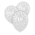 Palloncini 12" (30cm) trasparente 57 con stampa bianca globo Numero 18, 100pz.