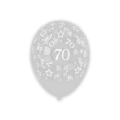 Palloncini 12" (30cm) trasparente 57 con stampa bianca globo Numero 70, 100pz.