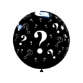 Palloncini 32" (83cm) nero 15 con stampa bianca globo punto interrogativo ?, 1pz.