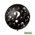 Palloncini 36" (91cm) nero 128 con stampa bianca globo punto interrogativo ?, 5pz.