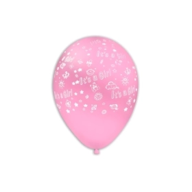 Palloncini 12" (30cm) rosa 26 con stampa bianca globo It's a Girl, 100pz.
