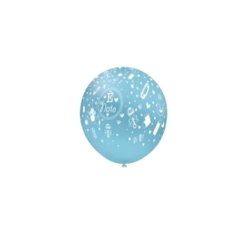 Palloncini 5" (12cm) celeste 46 con stampa bianca globo E' Nato, 100pz.