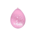 Palloncini 10" (26cm) rosa con stampa bianca E' Nato su 2 lati, 100pz.