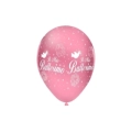 Palloncini 12" (30cm) rosa 26 con stampa bianca globo Il mio Battesimo, 100pz.