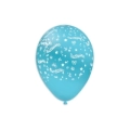 Palloncini 12" (30cm) celeste 46 con stampa bianca globo Battesimo, 100pz.