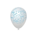 Palloncini 12" (30cm) trasparente 57 con stampa celeste globo Battesimo, 100pz.