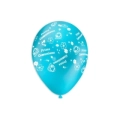 Palloncini 13" (33cm) celeste 80 con stampa bianca globo Prima Comunione, 100pz.