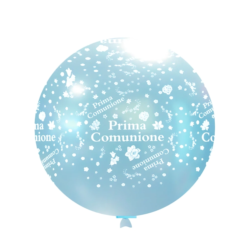 Palloncini 33" (86cm) celeste 80 con stampa bianca globo Prima Comunione, 1pz.