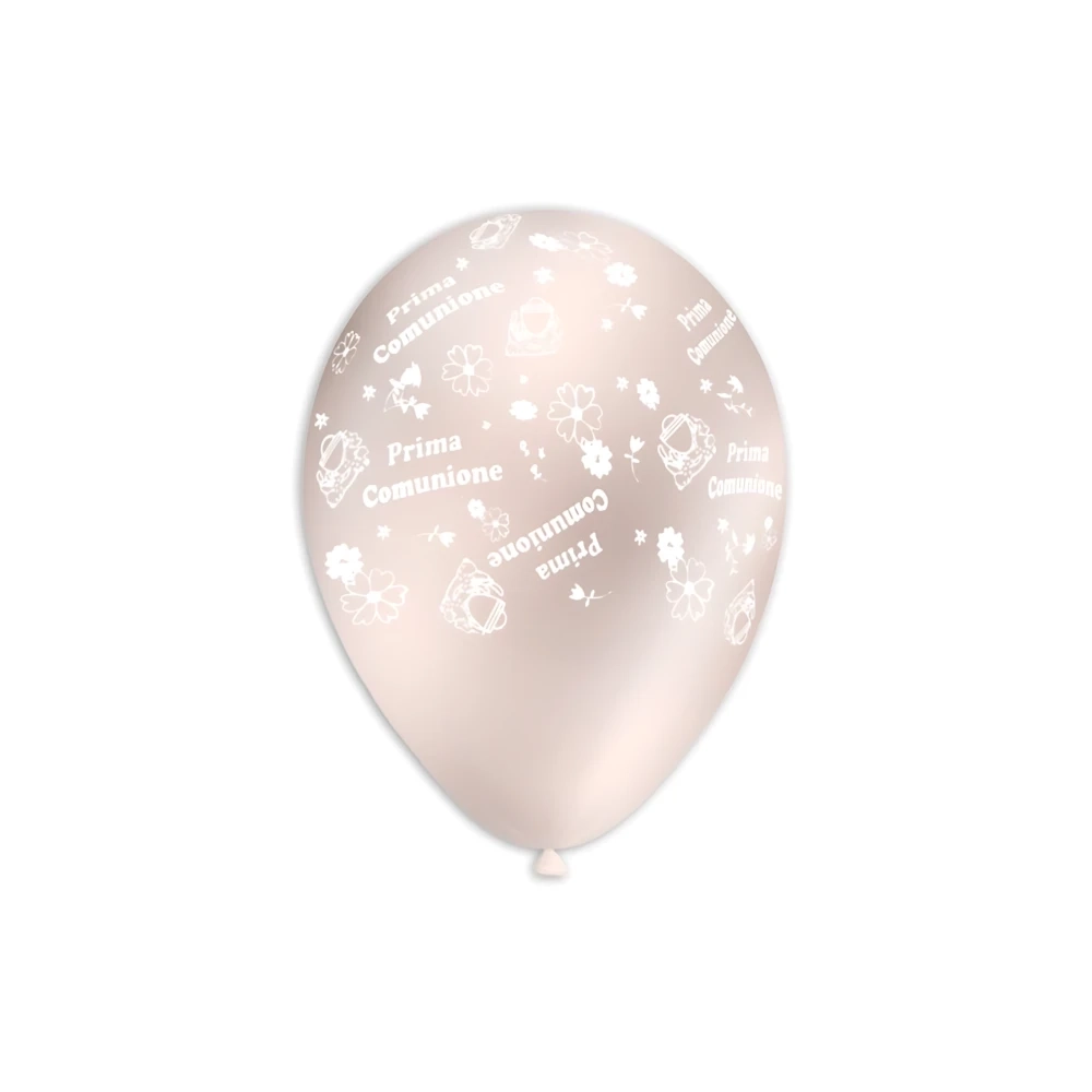 Palloncini 12" (30cm) perla 60 con stampa bianca globo Prima Comunione, 100pz.