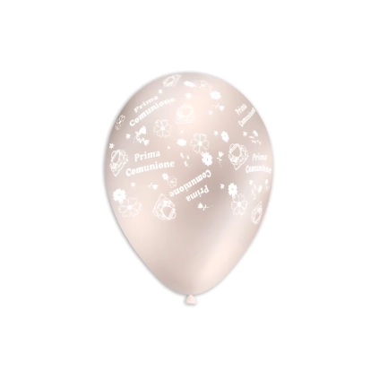 Palloncini 12" (30cm) perla 60 con stampa bianca globo Prima Comunione, 100pz.