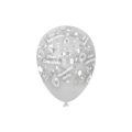 Palloncini 12" (30cm) trasparente 57 con stampa bianca globo Prima Comunione, 100pz.