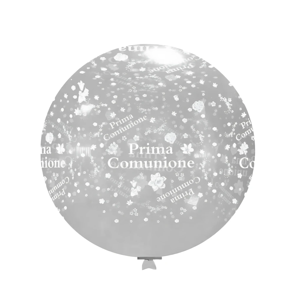 Palloncini 33" (86cm) trasparente 57 con stampa bianca globo Prima Comunione, 1pz.