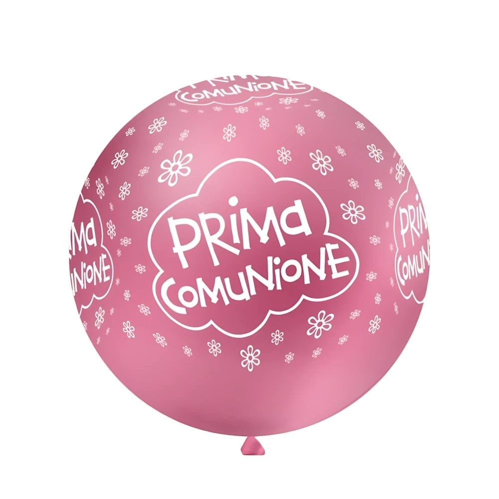 Palloncini 33" (86cm) rosa 74 con stampa bianca globo Prima Comunione, 1pz.
