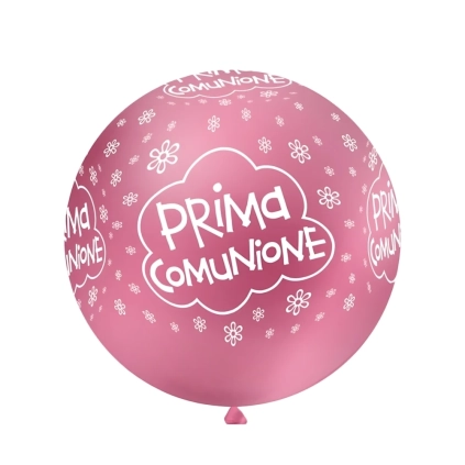 Palloncini 33" (86cm) rosa 74 con stampa bianca globo Prima Comunione, 1pz.
