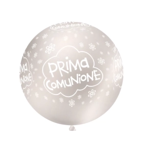 Palloncini 33" (86cm) perla 60 con stampa bianca globo Prima Comunione, 1pz.