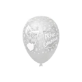 Palloncini 12" (30cm) trasparente 57 con stampa bianca globo Prima Comunione, 100pz.