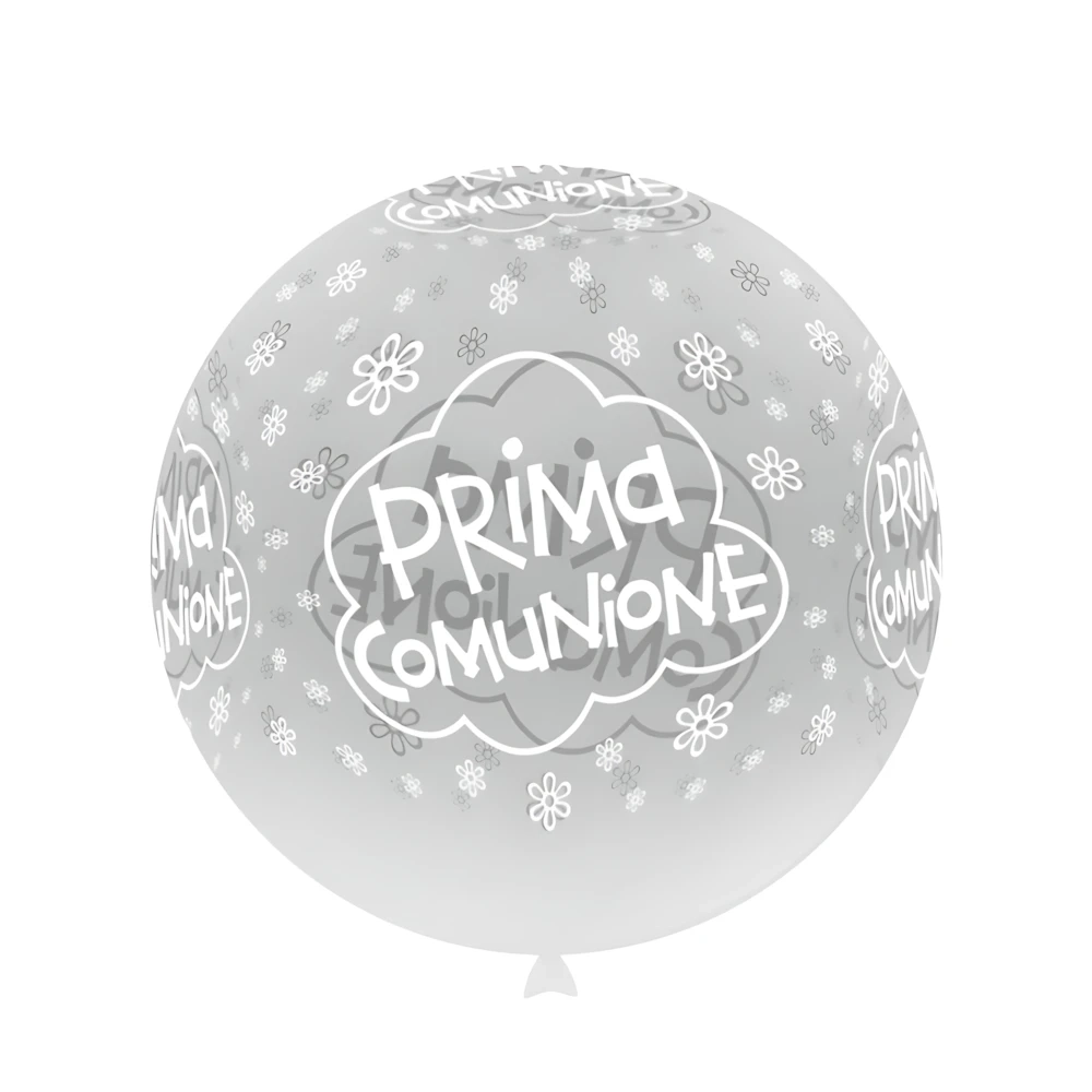 Palloncini 33" (86cm) trasparente 57 con stampa bianca globo Prima Comunione, 1pz.