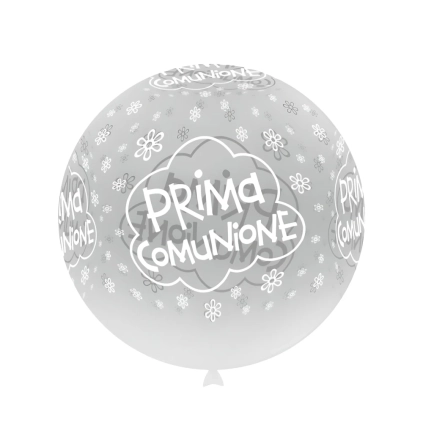 Palloncini 33" (86cm) trasparente 57 con stampa bianca globo Prima Comunione, 1pz.