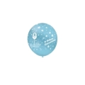 Palloncini 12" (30cm) celeste 46 con stampa bianca globo Prima Comunione, 100pz.