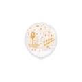 Palloncini 5" (12cm) bianco 10 con stampa ocra globo Prima Comunione, 100pz.