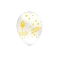 Palloncini 12" (30cm) bianco 10 con stampa ocra globo Prima Comunione, 100pz.