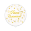 Palloncini 12" (30cm) bianco 10 con stampa ocra globo Prima Comunione Calice, 100pz.