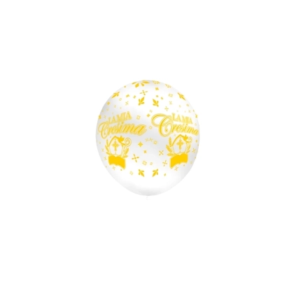 Palloncini 5" (12cm) bianco 10 con stampa bianca globo Cresima, 100pz.