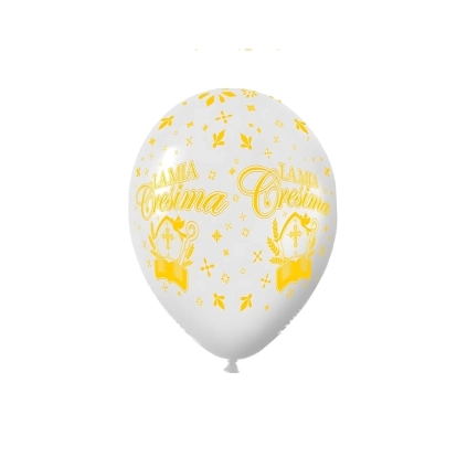 Palloncini 12" (30cm) bianco 10 con stampa ocra globo La Mia Cresima, 100pz.