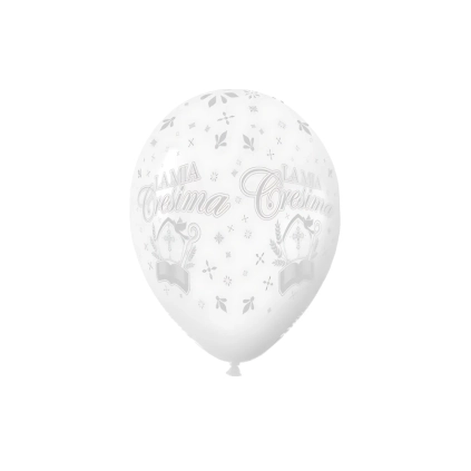 Palloncini 12" (30cm) bianco 10 con stampa bianca globo La Mia Cresima, 100pz.