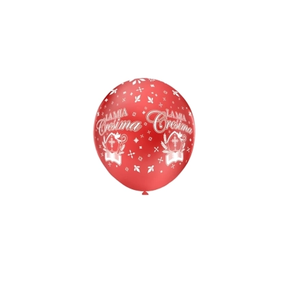 Palloncini 5" (12cm) rosso 63 con stampa bianca globo La Mia Cresima, 100pz.